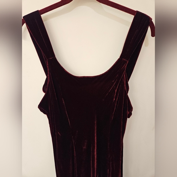 Vintage - Silk Velvet Inner Self Deep Burgundy Evening Dress - Size L- NWOT - Picture 2 of 7